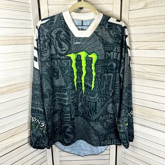 Carbon One Industries x Monster Energy Motocross Jersey Shoulder Pads Gray White - Picture 4 of 14